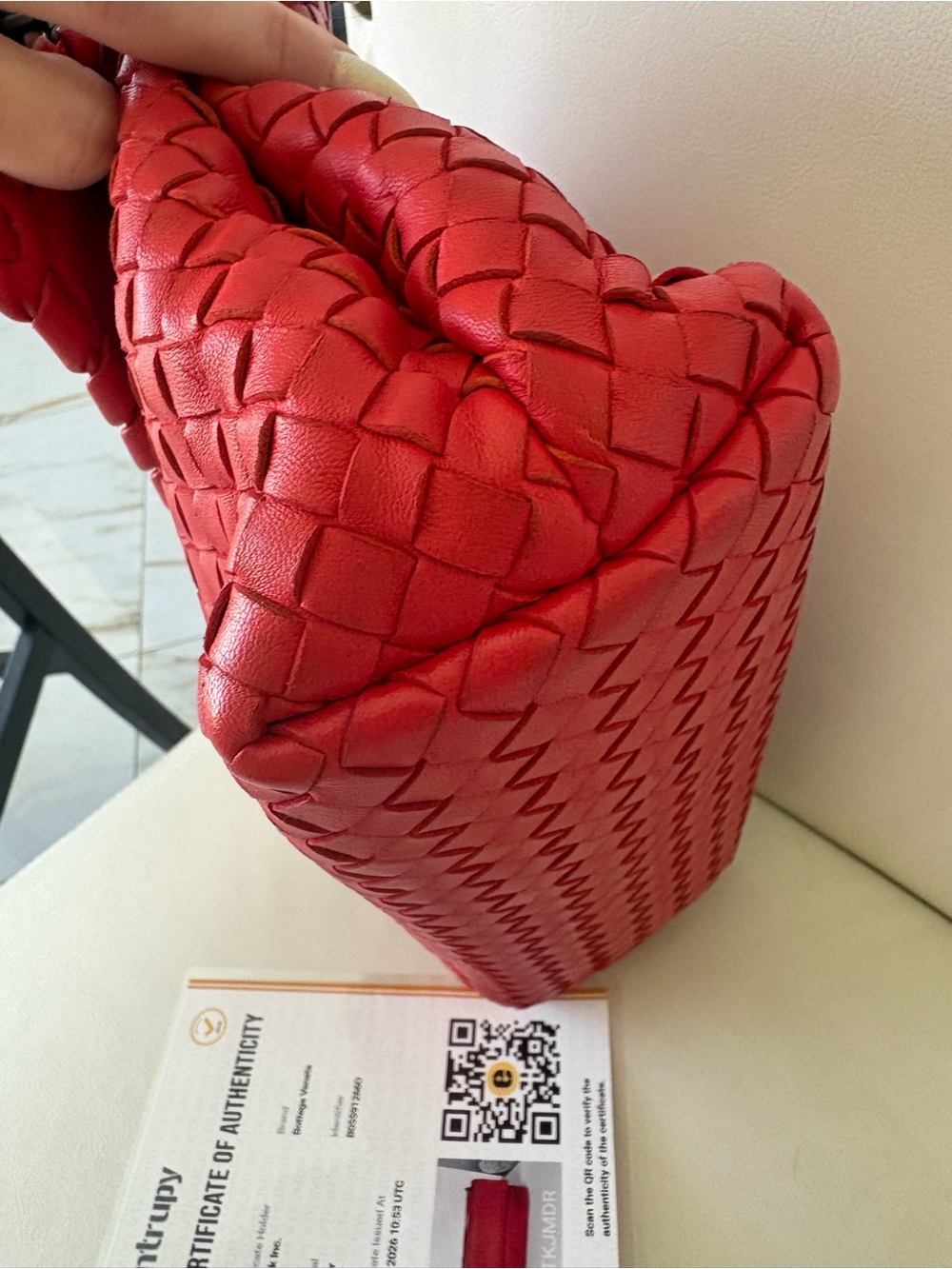 BOTTEGA Veneta Intrecciato Red OLIMPIA Medium Shoulder crossbody Bag Chain COA - Picture 14 of 15